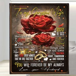 Rose You And Me Hand In Hand To My Wife Blanket, Personalized Gift For Wife