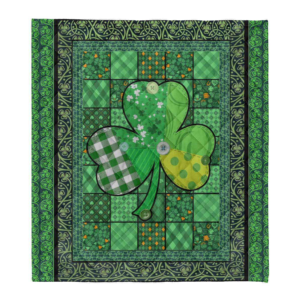 Shamrock Irish Quilt Pattern Blanket St Patrick's Day Gift