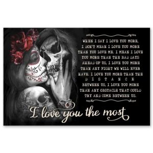 Skull Couple Kissing Love Quotes Couples Canvas, Best Couple Gifts