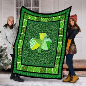 St Patricks Clover Patchwork Irish Green Blanket, St Patrick’s Day Blanket