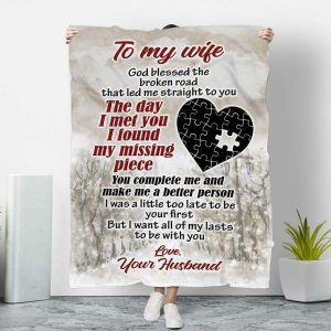 Straight To You Heart To My Wife Blanket, Personalized Gift For Wife