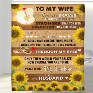 Sunflower Love More Than You Know To My Wife Blanket, Personalized Gift For Wife