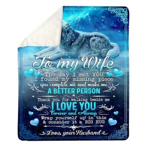 Thank You And Love You Forever Wolf Couple To My Wife Blanket, Personalized Gift For Wife