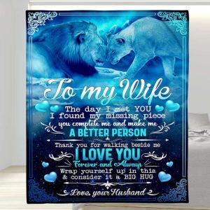 Thank You For Walking Beside Me Lion Couple To My Wife Blanket, Personalized Gift For Wife