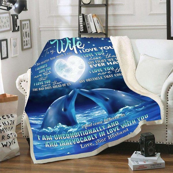 Dolphin Couple The Bad Day Ahead Of Us To My Wife Blanket, Personalized Gift For Wife