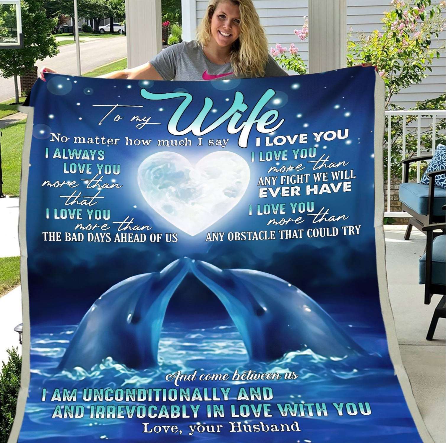 Dolphin Couple The Bad Day Ahead Of Us To My Wife Blanket, Personalized Gift For Wife