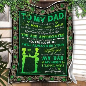 Personalized To My Dad Love Letter Shamrock Blanket St Patrick's Day Gift For Dad From Daughter