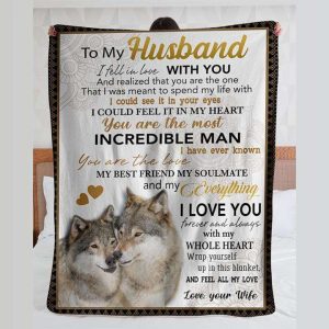 Wolf Couple You Are The Love To My Husband Blanket, Personalized Gift For Husband