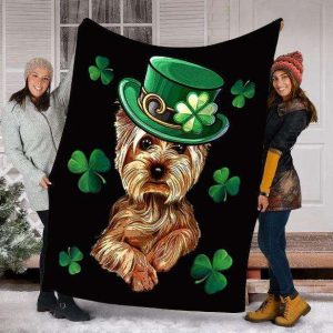 Yorkshire Terrier Dog St Patrick's Day Dog Lovers Gift Blanket