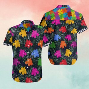Autism Awareness Puzzle Piece Color Aloha Hawaiian Shirt Autism Awareness Shirt Designs 3