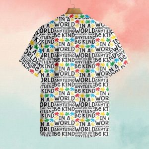 Autism Be Kind In The World Pattern Hawaiian Shirt Autism Awareness Shirt Designs 3