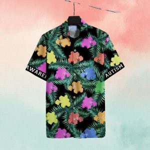Autism Puzzle Piece Color Aloha Hawaiian Shirt – Autism Awareness Shirt Designs