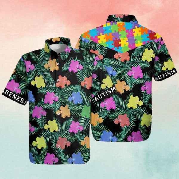 Autism Puzzle Piece Color Aloha Hawaiian Shirt – Autism Awareness Shirt Designs