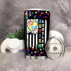 Autism Uncle US Flag Autism Tumbler – Autism Awareness Gifts