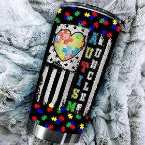 Autism Uncle US Flag Autism Tumbler – Autism Awareness Gifts