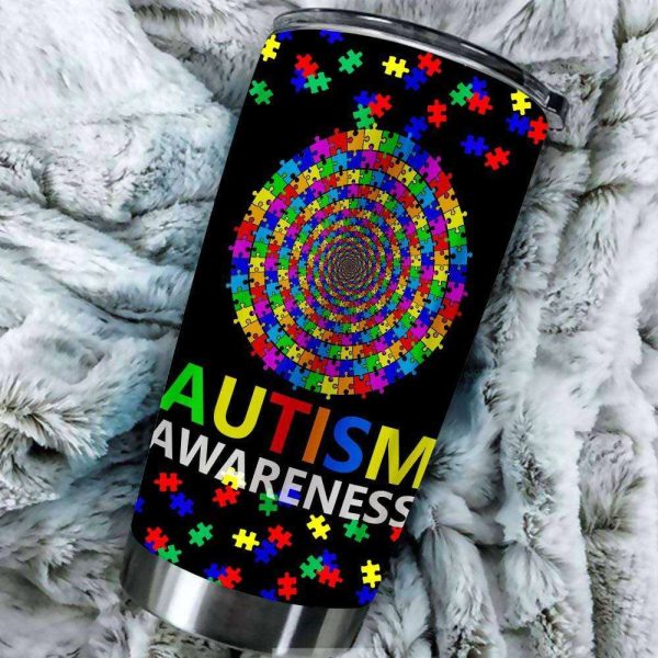 Awareness Puzzle Piece Circle Autism Tumbler – Autism Awareness Gifts