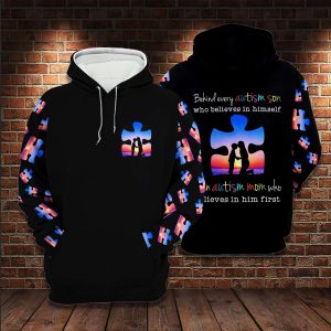 Behind Every Autism Son Autism Awareness Hoodie, Autism Apparel