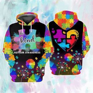 Heart Puzzle Piece Flower Colorful Autism Awareness Hoodie – Autism Apparel