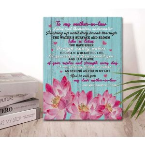 Canvas Print Wall Art For Mother-In-Law With Flower, Love You Mom Forever Canvas