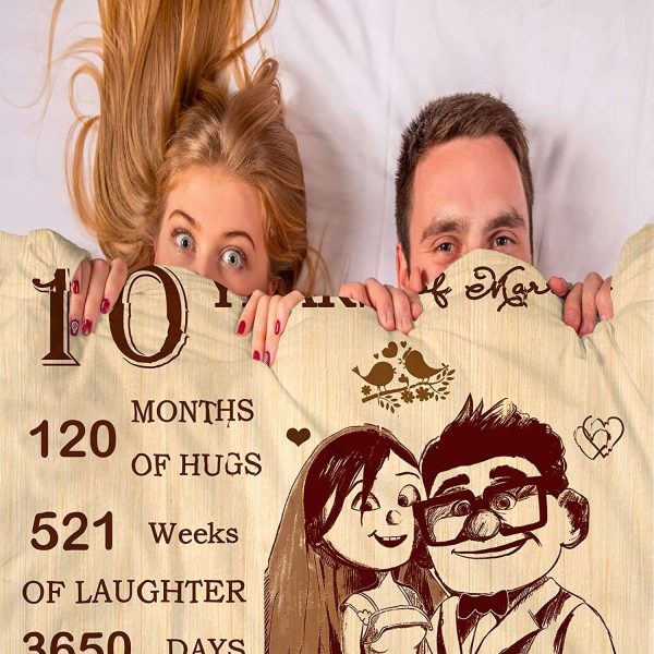 10th Anniversary Marriage Gifts Blanket, Carl And Elly Couple Never Ending Blanket