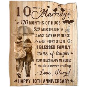 10th Marriage Anniversary Blanket Gift, Countless Happy Memories Blanket
