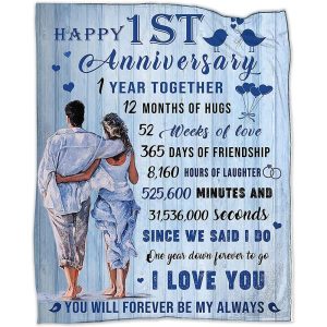 1st Anniversary Blanket Gift 1st Marriage Anniversary Blanket Gift for Wife Throw Blanket 1
