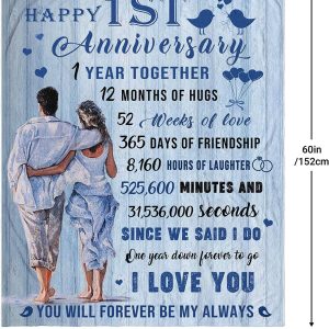 1st Anniversary Blanket Gift 1st Marriage Anniversary Blanket Gift for Wife Throw Blanket 2