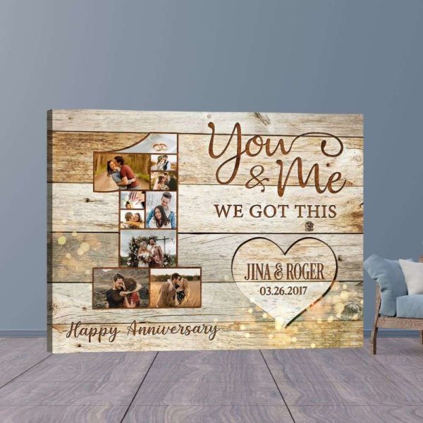 1st Anniversary Collage Canvas, You And Me We Got This Gift