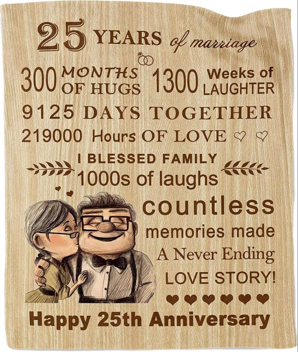 25th Anniversary Wedding Blanket For Couple 9125 Days Together Carl Elly Blanket