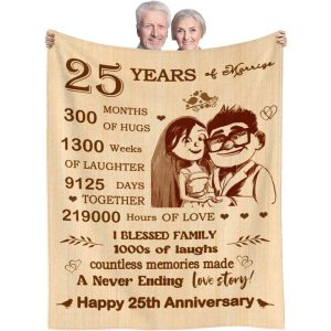 25 Years of Marriage Gift Romantic Carl Elly 1000s Of Laughs Couple Blanket