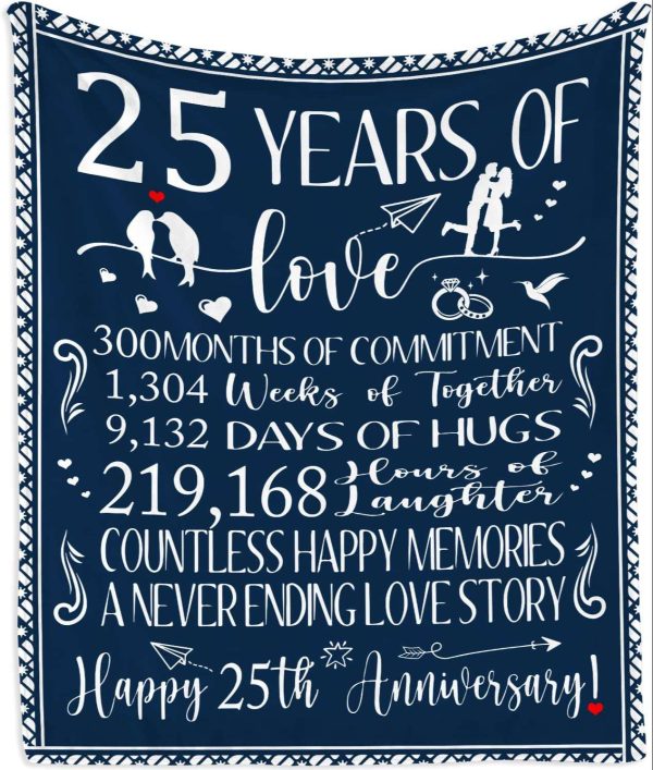 25th Anniversary Wedding Gifts Blanket, 25 Years Of Love Couple Blanket