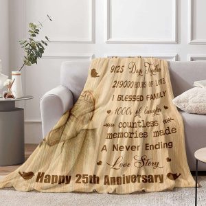 25th Silver Anniversary Blanket, 300 Months Of Hugs Couple Blanket