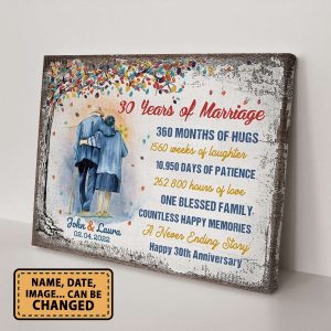 30 Years Of Marriage Anniversary Canvas With Lover Together Canvas