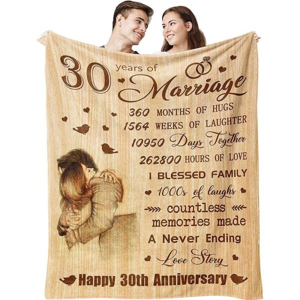 30th Anniversary Wedding Gifts for Couples, Romantic Love Story Couple Blanket