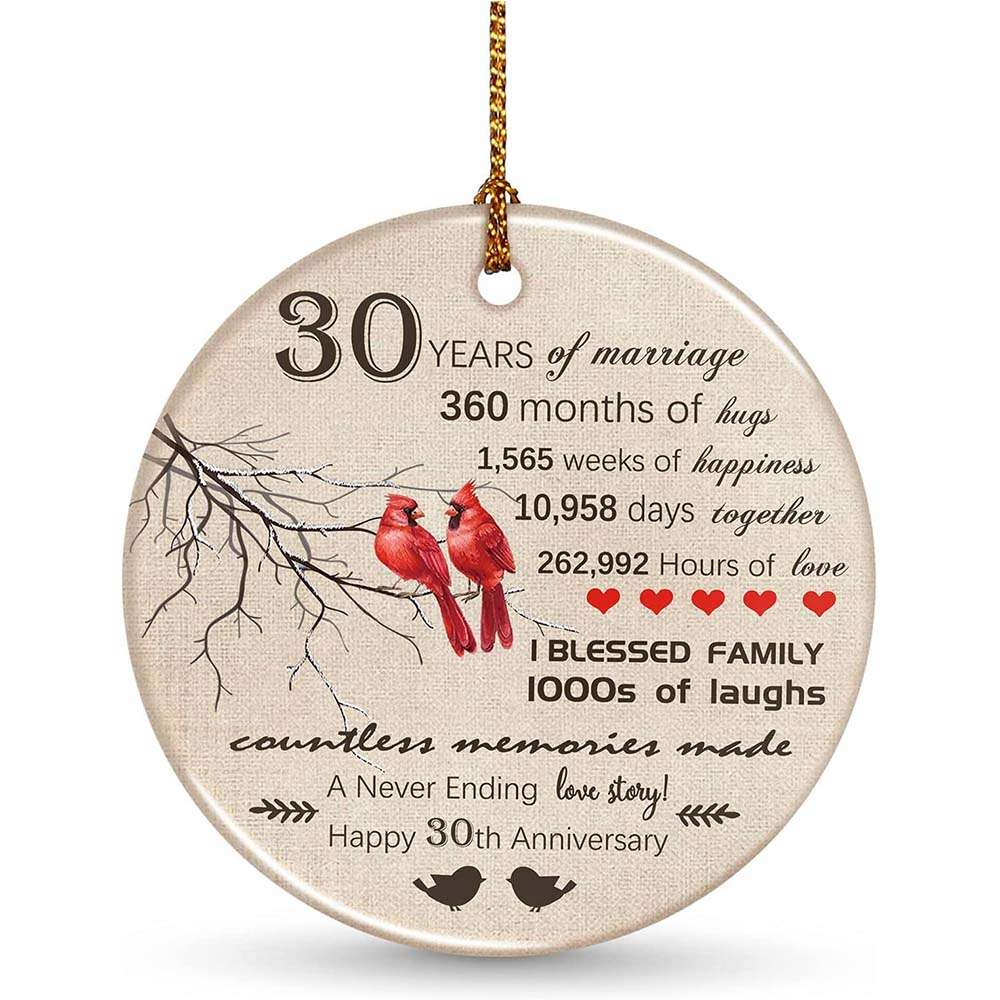 30th Wedding Christmas Ornaments Red Bird I Blessed Family Gifts