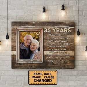 35 Years Of Marriage Custom Image Happiness And Laughs Anniversary Canvas