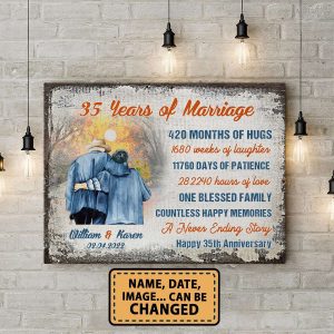 35 Years Of Marriage Happy Memories Anniversary Personalized Canvas