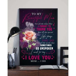 Canvas To My Mom From Daughter With Flower, Thank You And Love You Mom Canvas