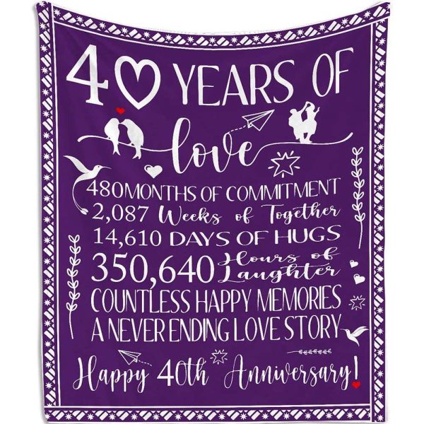 40th Anniversary Wedding Gifts Blanket, Days Of Hugs Week Of Together Blanket