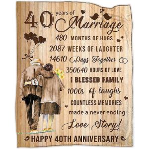 40th Wedding Anniversary Blanket Gift 40th Marriage Anniversary Blanket Gift Flannel 50x60 Throw Blanket 1