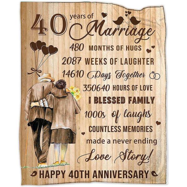 40th Wedding Anniversary Blanket Gift, Made A Never Ending Blanket