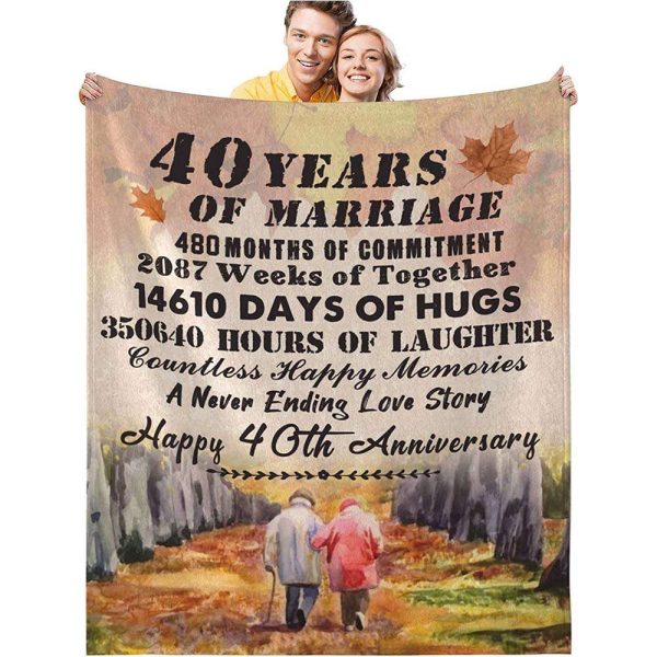 Gift for 40th Wedding Anniversary Blanket, Together And Hugs Couple Blanket