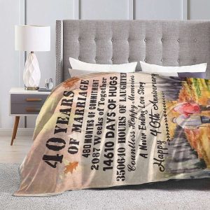 40th Wedding for Couple Gift for 40th Wedding Anniversary Blanket 3