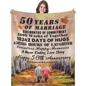 50th Anniversary Blanket Gifts 50th Anniversary Wedding Gifts for Couple Golden 50 Years of Marriage Gifts for Dad 1