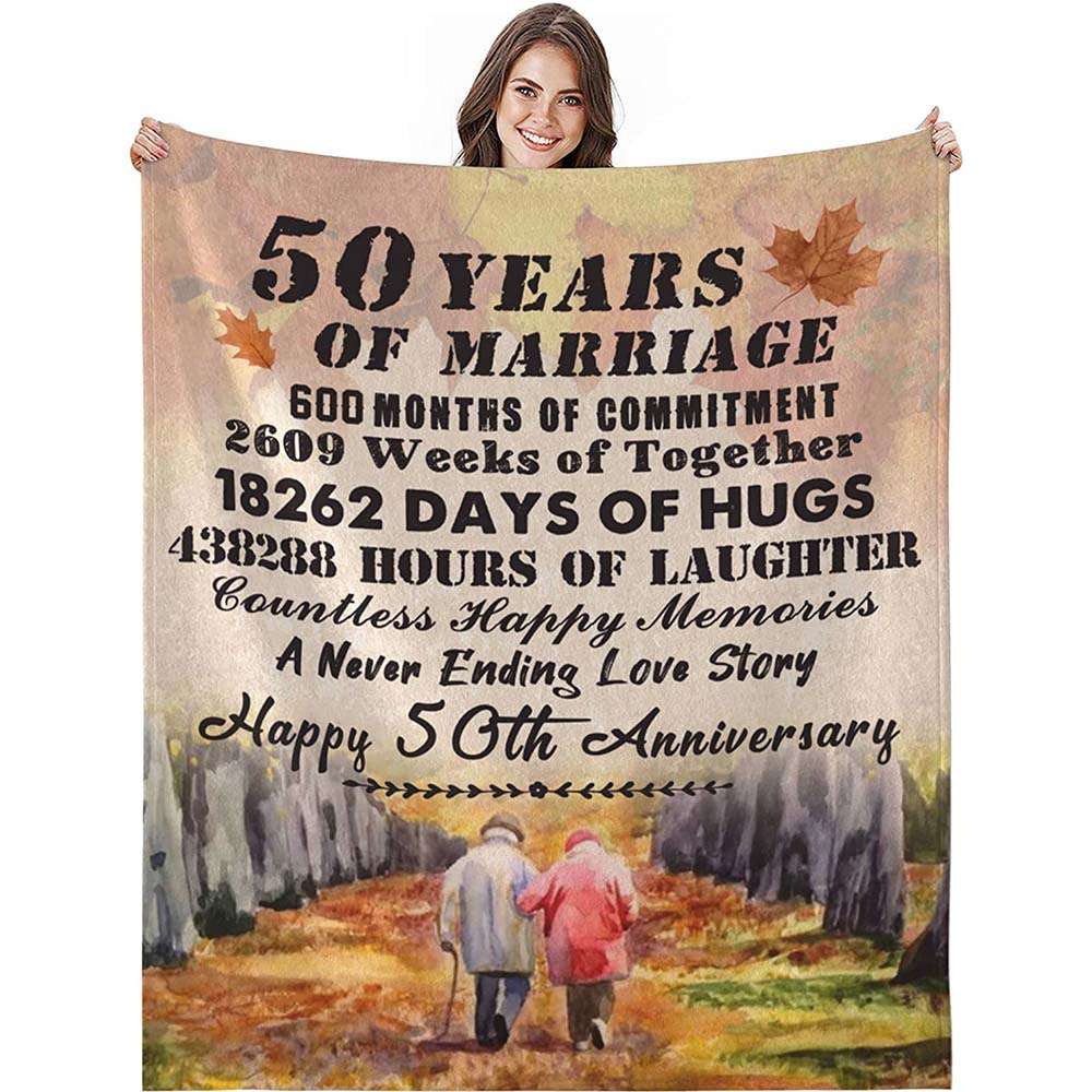 Golden 50 Years Of Marriage Gifts Months Of Commitment Couple Blanket
