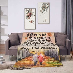 50th Anniversary Blanket Gifts 50th Anniversary Wedding Gifts for Couple Golden 50 Years of Marriage Gifts for Dad 3