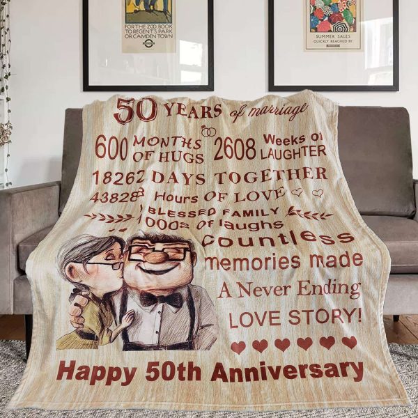 Best Gifts For 50th Wedding Anniversary, Carl And Elly Happy Couple Blanket