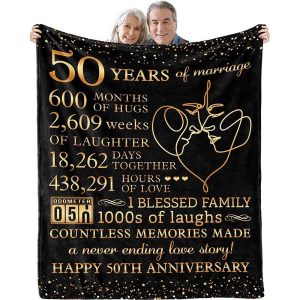 50th Anniversary Blanket Gifts Gift for 50th Wedding Anniversary Golden 50 Years of Marriage Gifts 1