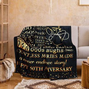 50th Anniversary Blanket Gifts Gift for 50th Wedding Anniversary Golden 50 Years of Marriage Gifts 2