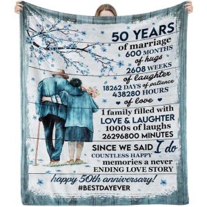 50th Anniversary Wedding Gifts for Couple 50 Years of Marriage Throw Blankets 1